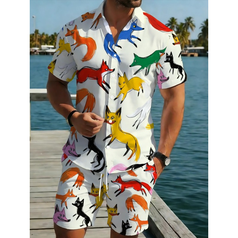 طقم قميص وشورت مطبوع للرجال عا - مراجعة Hiking وسعره