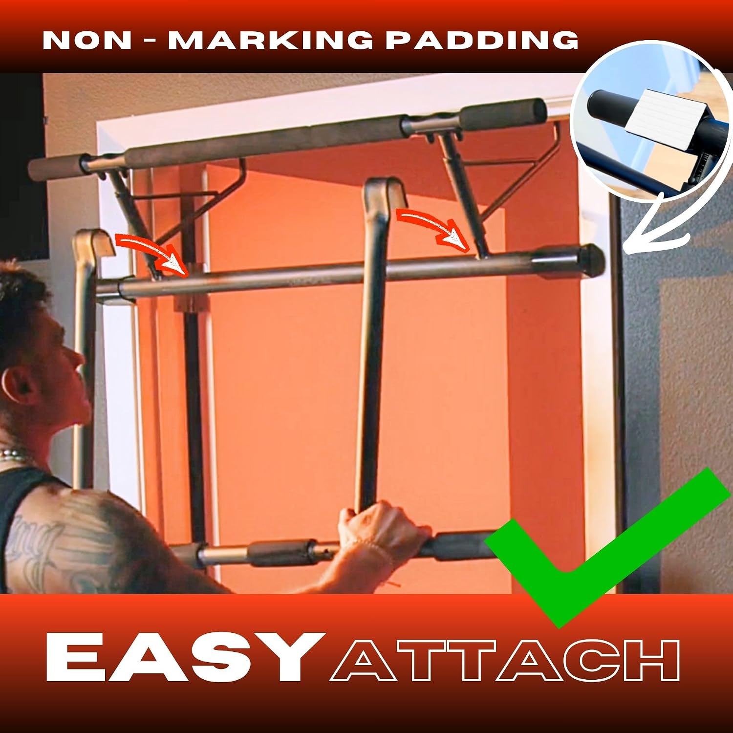 محطة متعددة الاستخدامات للتمار - مراجعة Door Pull Up Bar No Screw وسعره